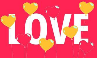 Valentine's concept with heart ballons and love text vector
