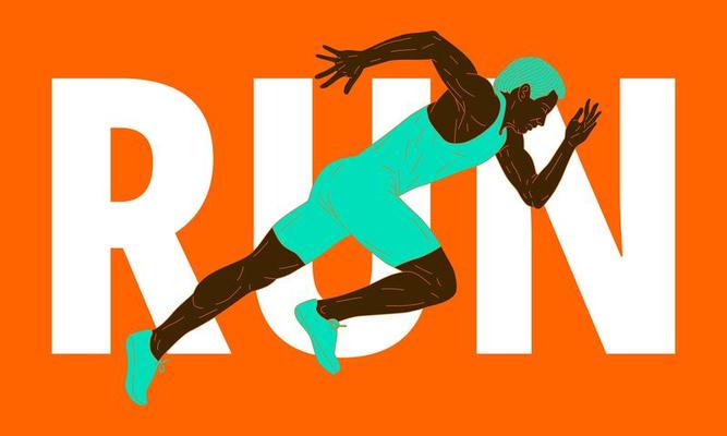 Colorful design with man in running pose