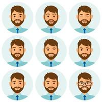 Business man expresions avatar set vector