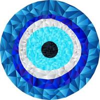 bajo poli mal de ojo azul vector