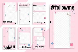 Trendy Pink And Memphis Elements Social Media Template vector