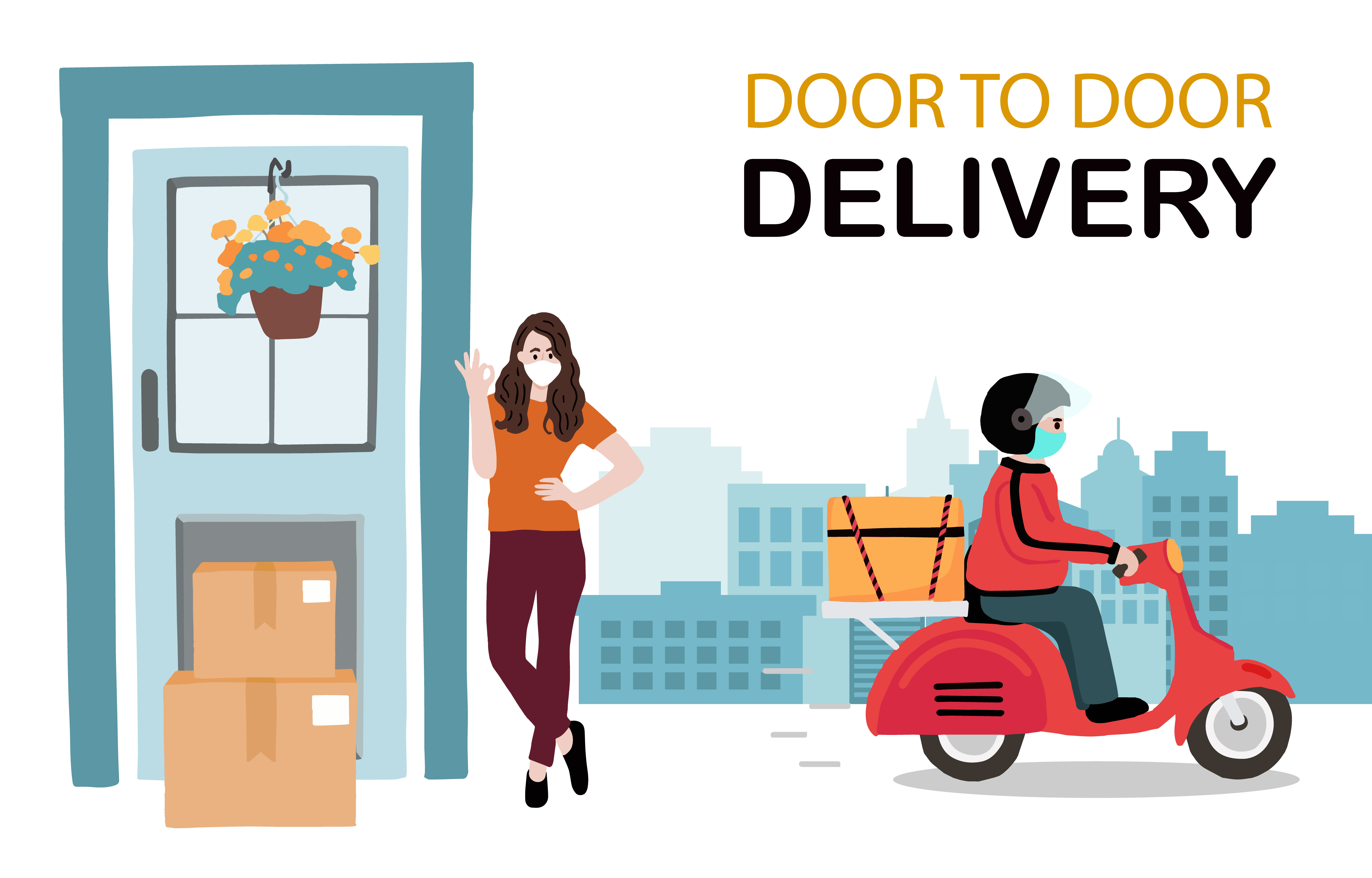 Contactless Door To Door Delivery Service Design Download Free Vectors Clipart Graphics Vector Art