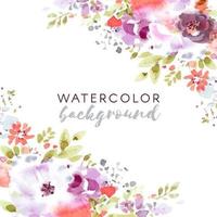 Watercolor Frame with Flowers in Corners vector
