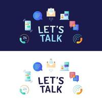 Let's talk typography with colorful round communication icons vector