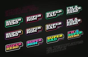 estilo retro super hero sport logo set vector