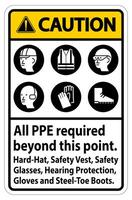 PPE Required Beyond This Point Vertical Sign  vector