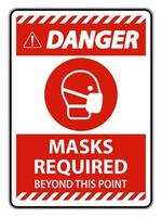 Red Masks Required Beyond This Point Sign vector