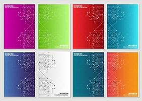 Abstract  Tech Lines Colorful Covers Set vector