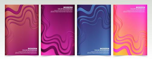 Set of Abstract Wave Covers with Colorful Gradients vector