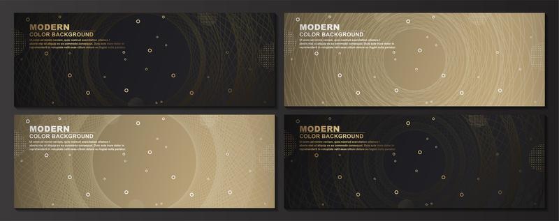 Geometric Circle Gold and Black Banners Set