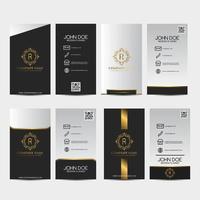 Black, gold and white premium business card set vector