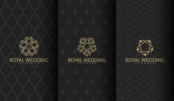 Dark luxury pattern set with golden ornaments vector