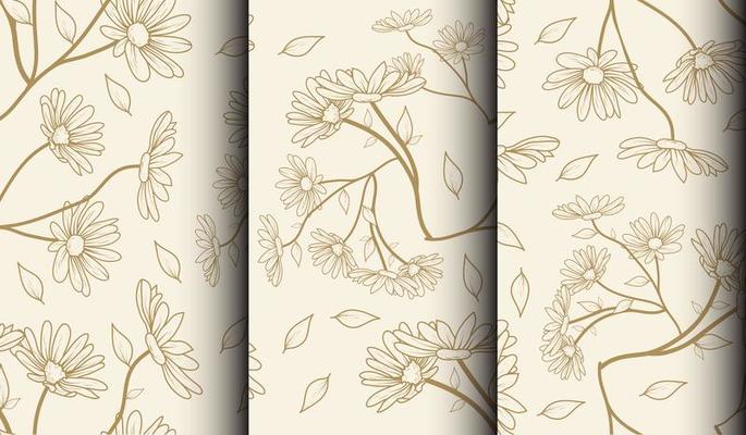 Set of beige flower patterns