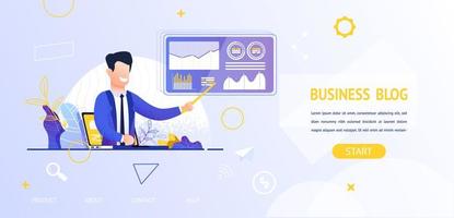 Man wih Pointer and Online Business Blog vector