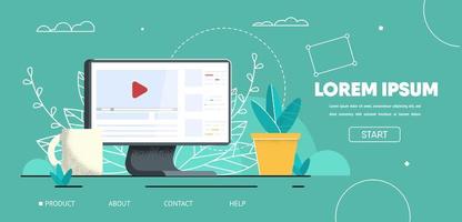 Landing Page Mockup for Working with Video Content vector