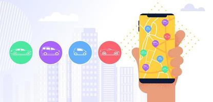 aplicación móvil del servicio carsharing vector