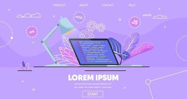 Landing Page Template for Software Development vector