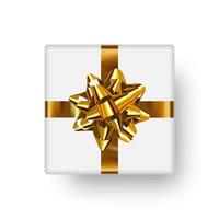 Realistic gift box with gold bow for decorations vector