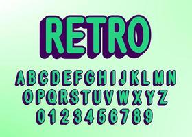 Retro alphabet font with letters and numbers vector