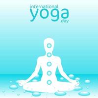 Cartel del día internacional del yoga con tema del agua vector