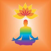 International Yoga Day Poster with rainbow color theme vector