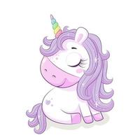 Cute magical unicorn character vector