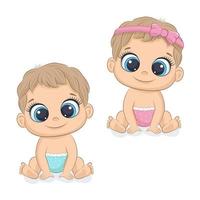 Baby Boy And Girl Vector Art, Icons, And Graphics For Free Download
