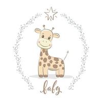 Cute giraffe baby vector