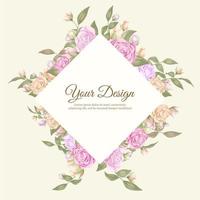 Elegant rose invitation template with diamond frame shape  vector