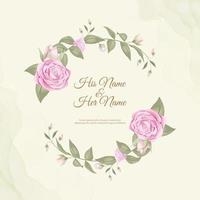 Elegant rounded rose wedding invitation card design  vector