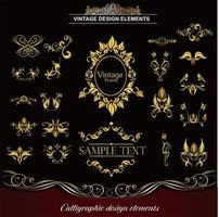 Various decorative golden elements set  vector