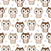 Cute owl seamless pattern  vector