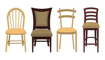 sillas de madera en blanco vector