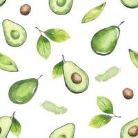 Seamless pattern of avocados and leaves vector