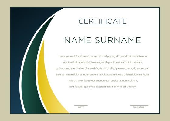 Horizontal Green and Yellow Gradient Curved Corner Certificate
