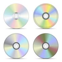 Conjunto de cd y dvd aislado sobre fondo blanco. vector