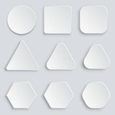 White blank buttons isolated on grey background