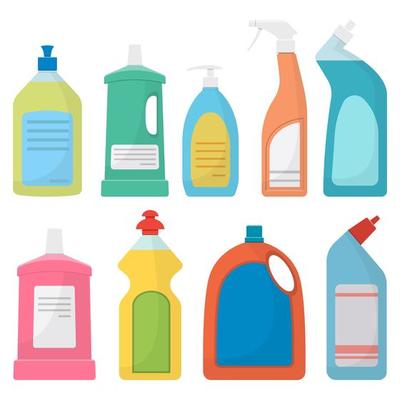 Cleaning tools flat design household Royalty Free Vector