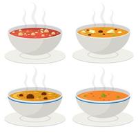 Hot vegetable soup isolated on white background vector