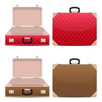 Closed and opened suitcase set isolated on white background vector