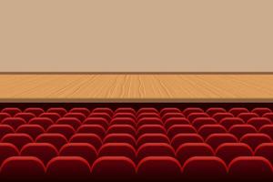 Theatre hall with rows of eats and empty stage vector