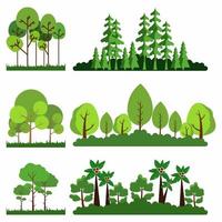 Set of trees in grass vector