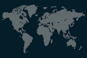 Grey dots world map  vector