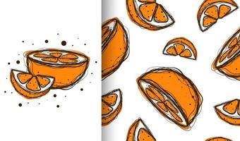 Seamless pattern of sketch style oranges vector