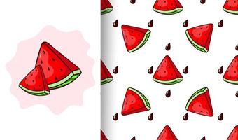 Watermelon and seed seamless pattern vector