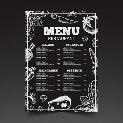 Sketch Style Menu for Restaurant