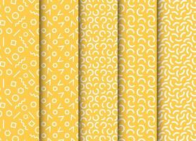 Set of seamless patterns in memphis style vector