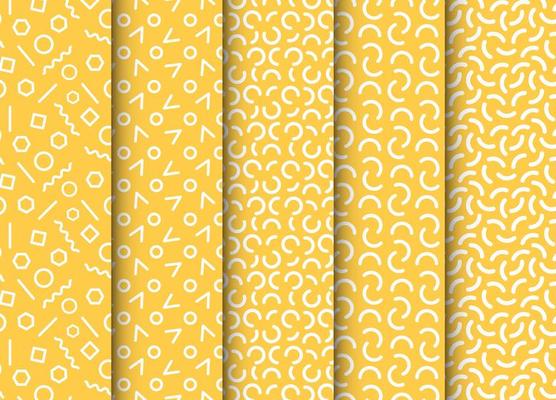 Set of seamless patterns in memphis style