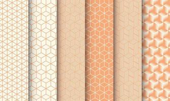 Orange cube seamless pattern set vector