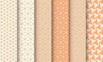 Orange cube seamless pattern set vector